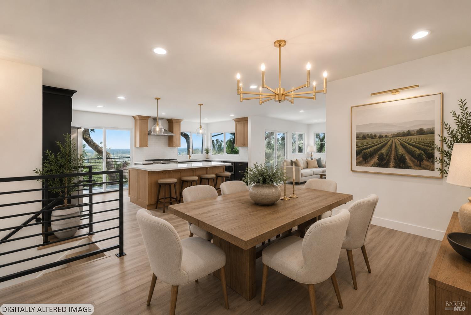 1385 Wikiup Drive Santa Rosa, CA 95403 - Photo 3 of 49 Dining room looking toward the kitchen and view deck (virtually staged)