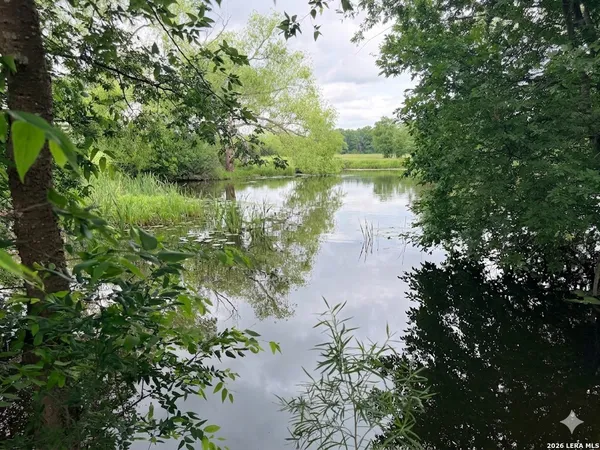 a view of a lake from a yard