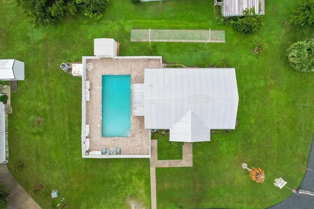 an aerial view of a house