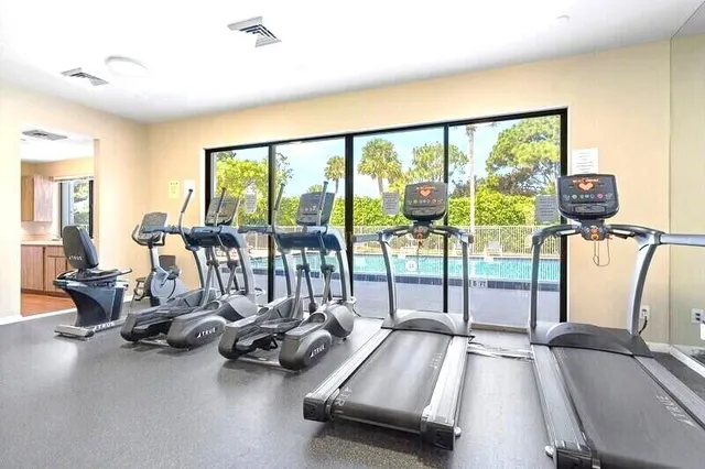 a view of a room with gym equipment