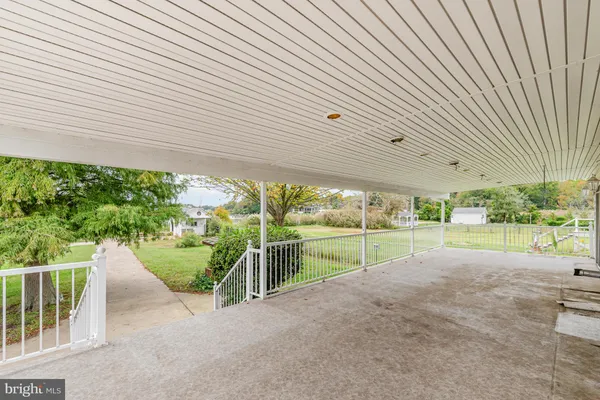 an outdoor view with patio
