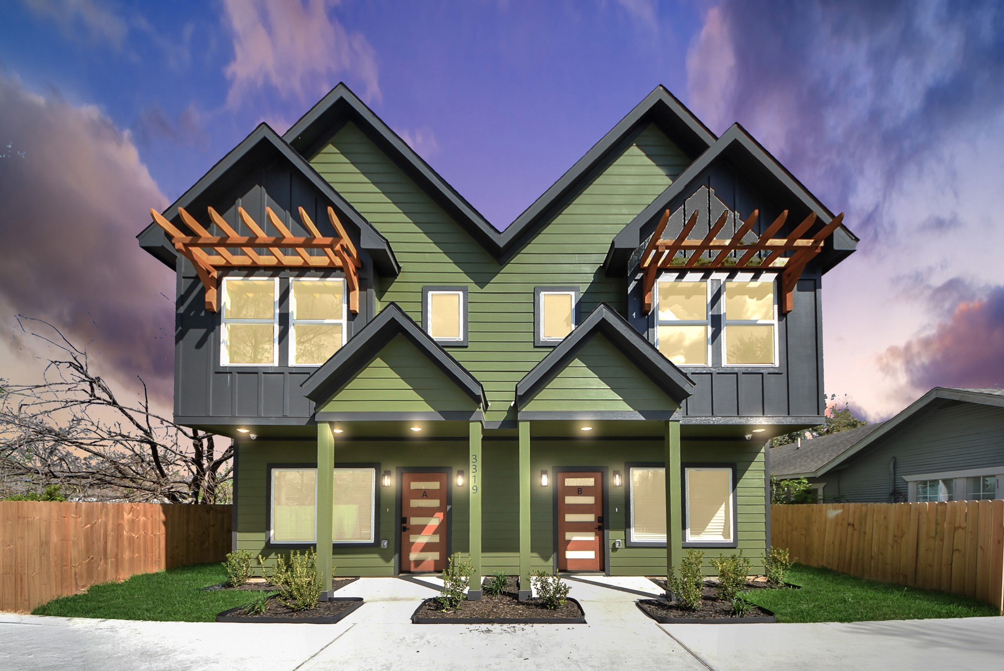 3319 Caplin Street Houston, TX 77026 - Photo 39 of 42 a front view of a house with wooden walls and a yard
