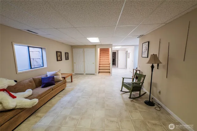 a view of a yard with an outdoor space