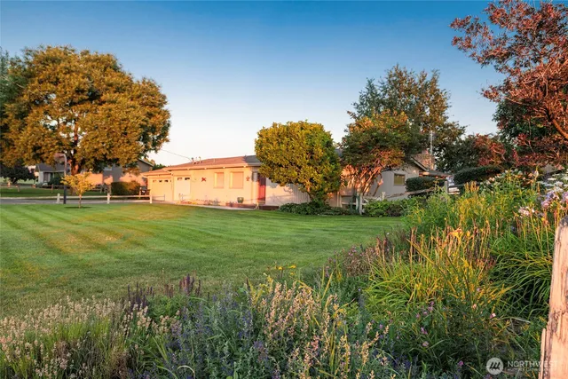 a view of a lake with outdoor space