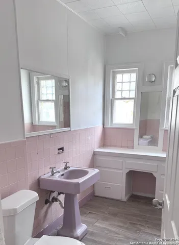 a bathroom with a sink and a toilet