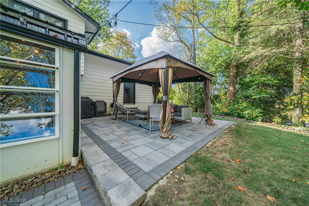 595 Moorfield Road Fairlawn, OH 44313 - Photo 46 of 50 View of patio featuring a gazebo, an outdoor hangout area, and grilling area
