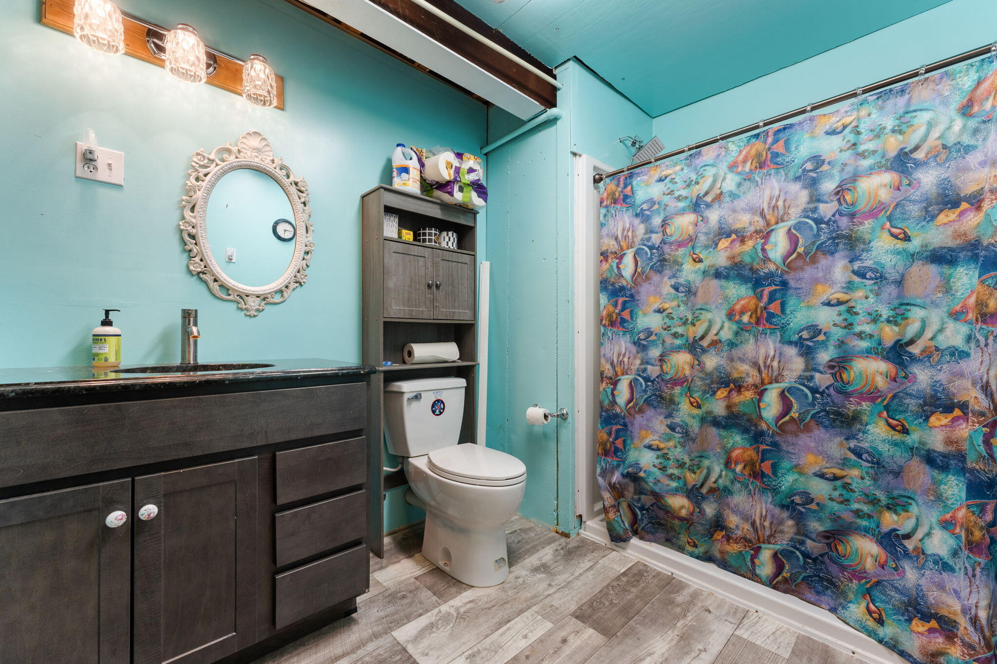 3115 West 800th Street North Rensselaer, IN 47978 - Photo 30 of 36 a bathroom with a toilet and a shower curtain