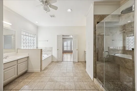 a bathroom with a sink a mirror and a shower