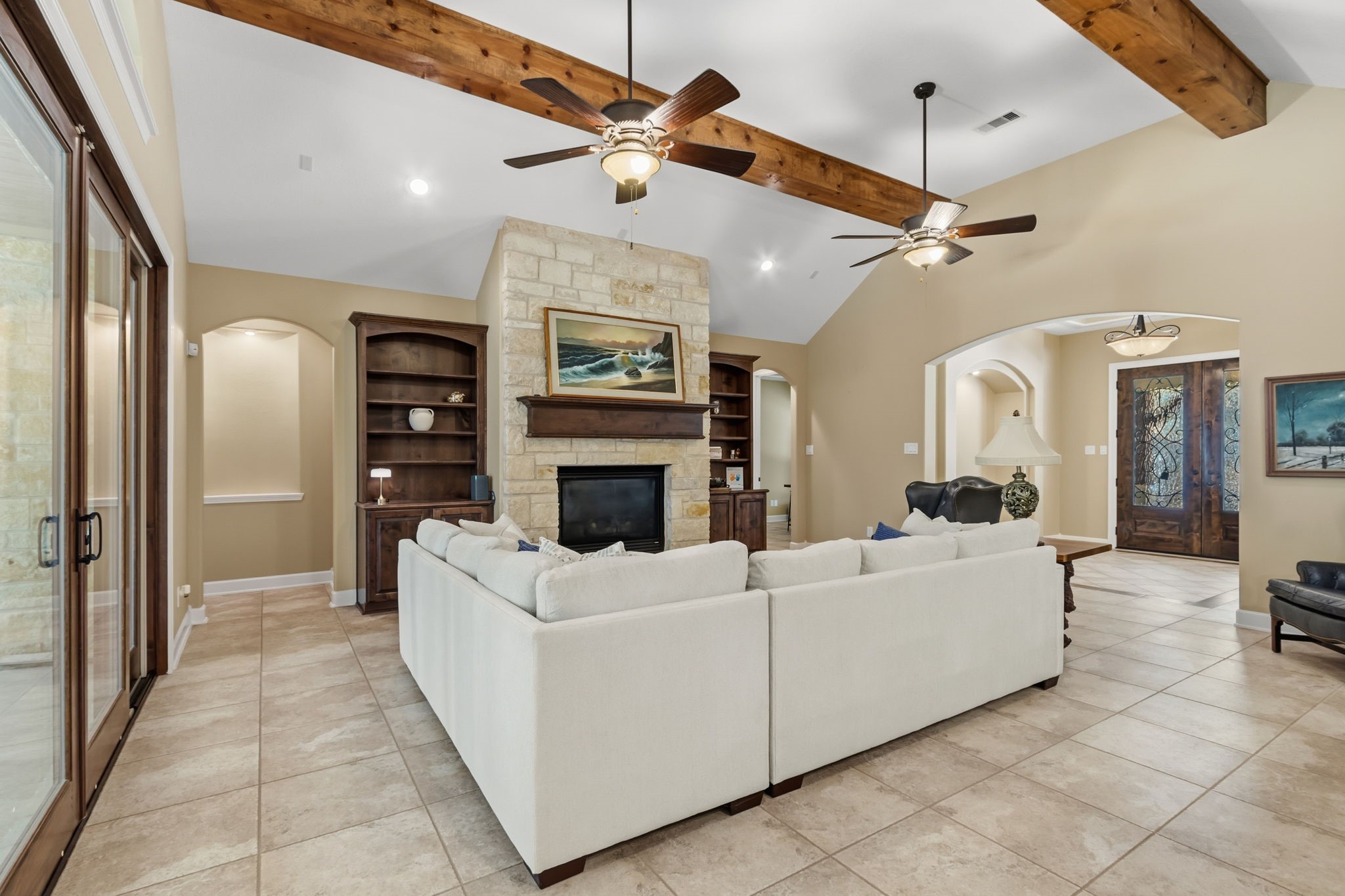 1142 Fletcher Anderson, TX 77830 - Photo 13 of 48 This an image of the beautiful great room with its current finishes and hardware, the next image is a visualization of what the great room might look like with updated finishes and hardware