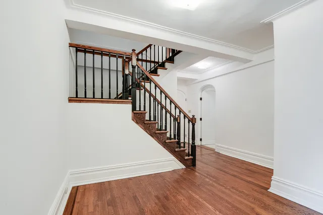 a view of entryway with wooden floor