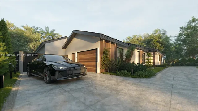 a car parked in front of a house