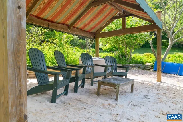 a backyard of a house with lots of green space and garden