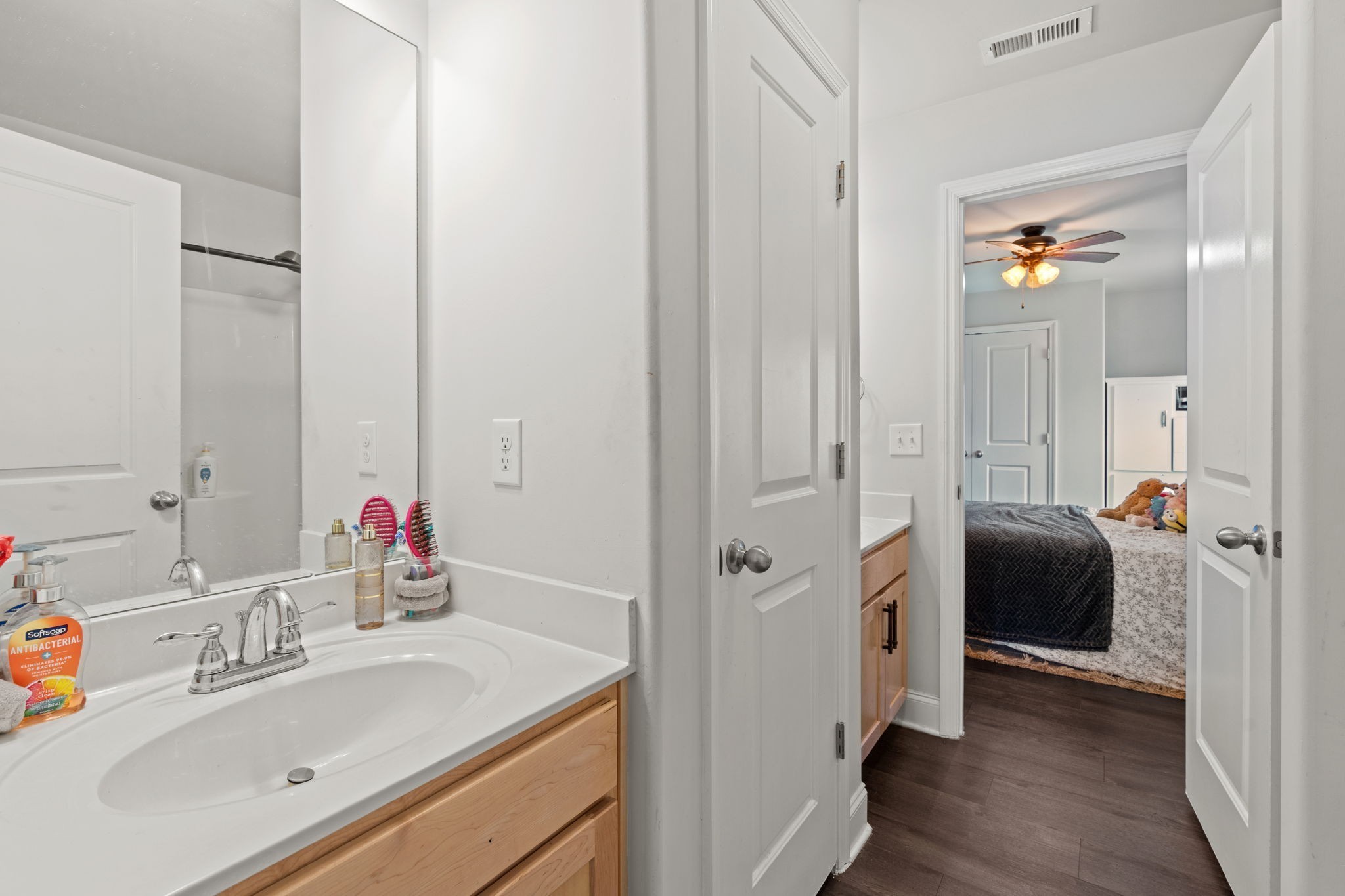 2957 Stewart Campbell Pointe Spring Hill, TN 37174 - Photo 46 of 53 a bathroom with a sink vanity granite tub and shower