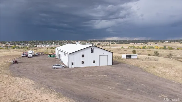 an aerial view of a house
