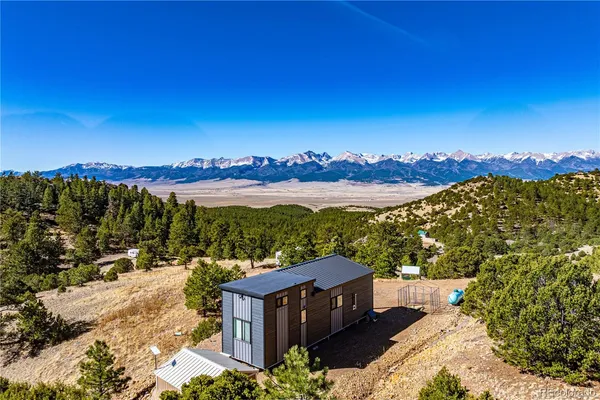a view of a city with a mountain