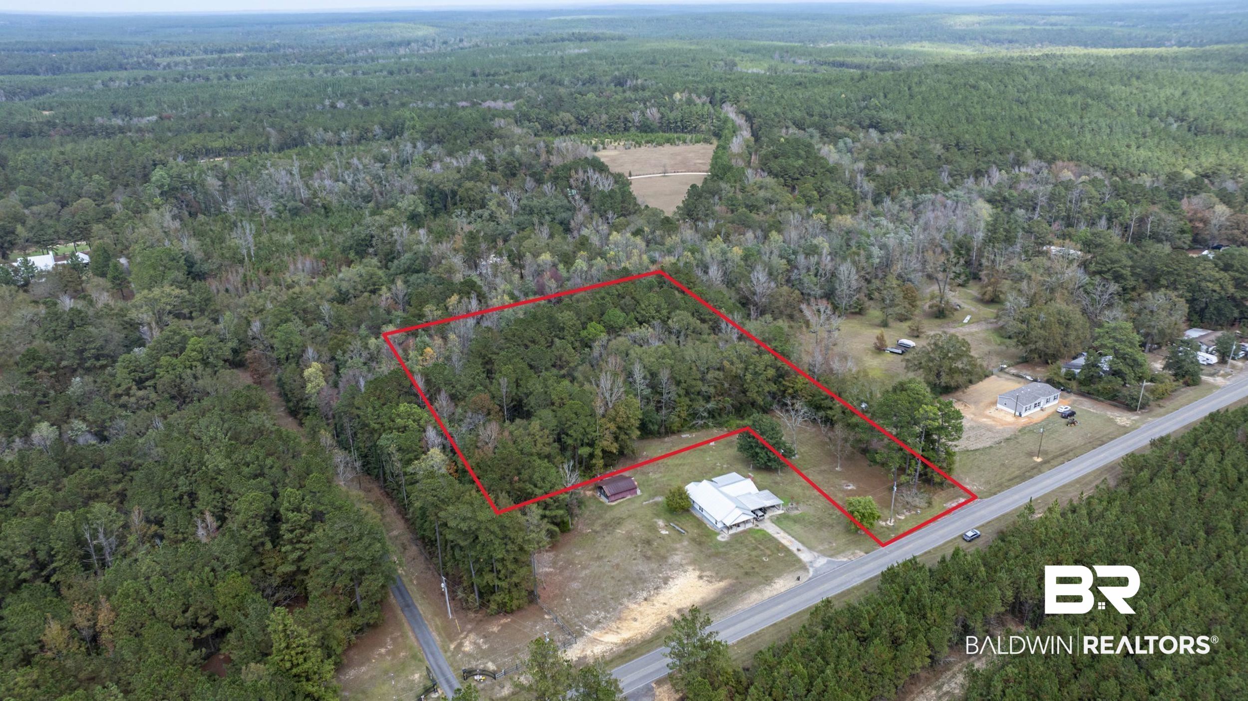 11753 Maytower Road Stockton, AL 36579 - Photo 8 of 8 View of property location with a forest and property boundaries highlighted