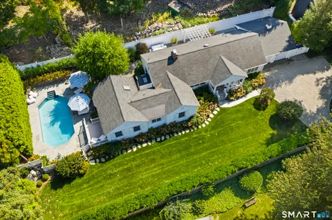 an aerial view of a house