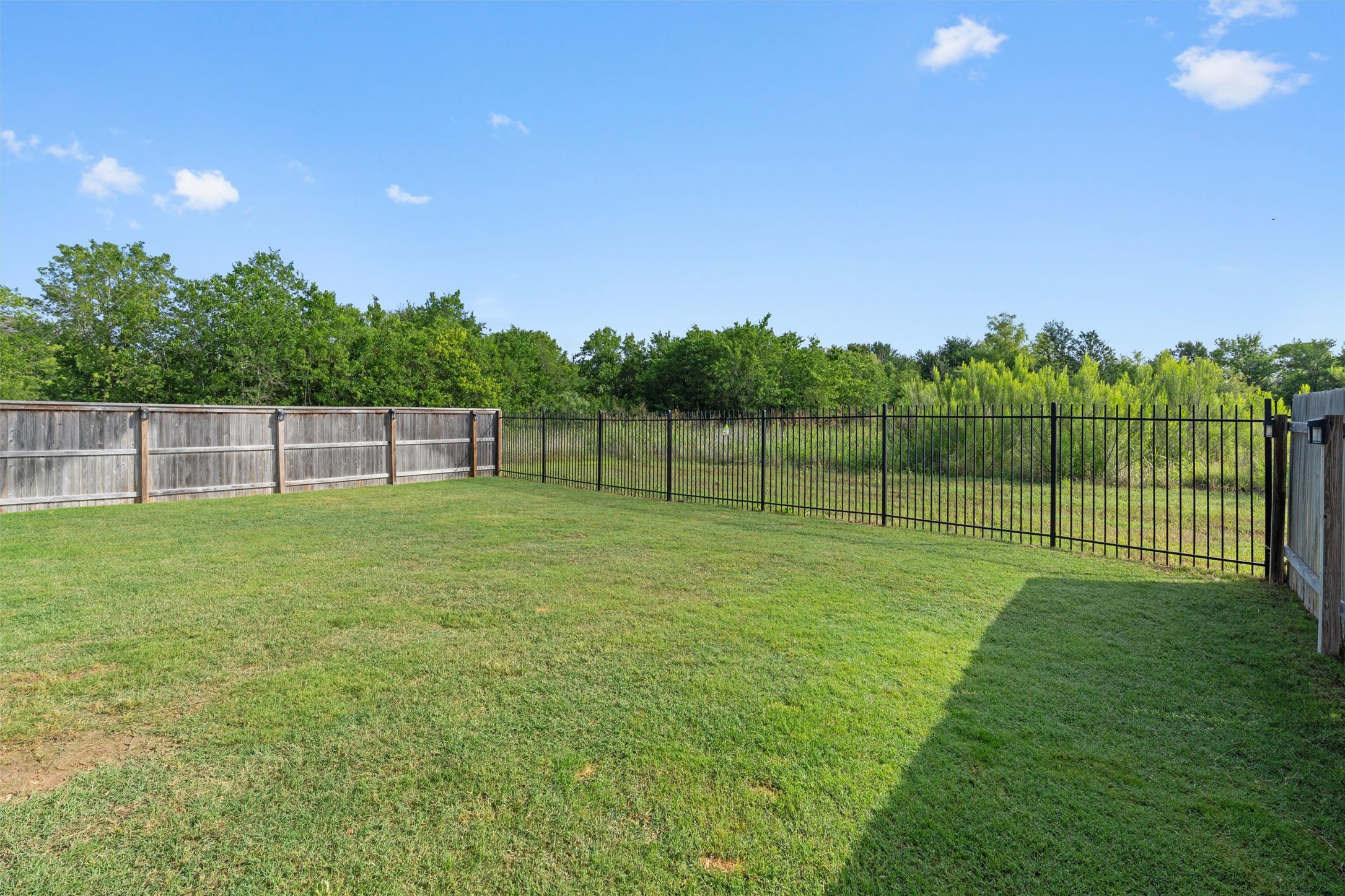 19912 Abigail Fillmore Road Manor, TX 78653 - Photo 25 of 31 A generously proportioned yard, partially enclosed by wood and wrought iron fencing, offers ample space for outdoor enjoyment.