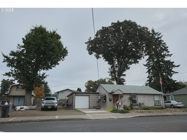 a backyard of a house with lots of green space