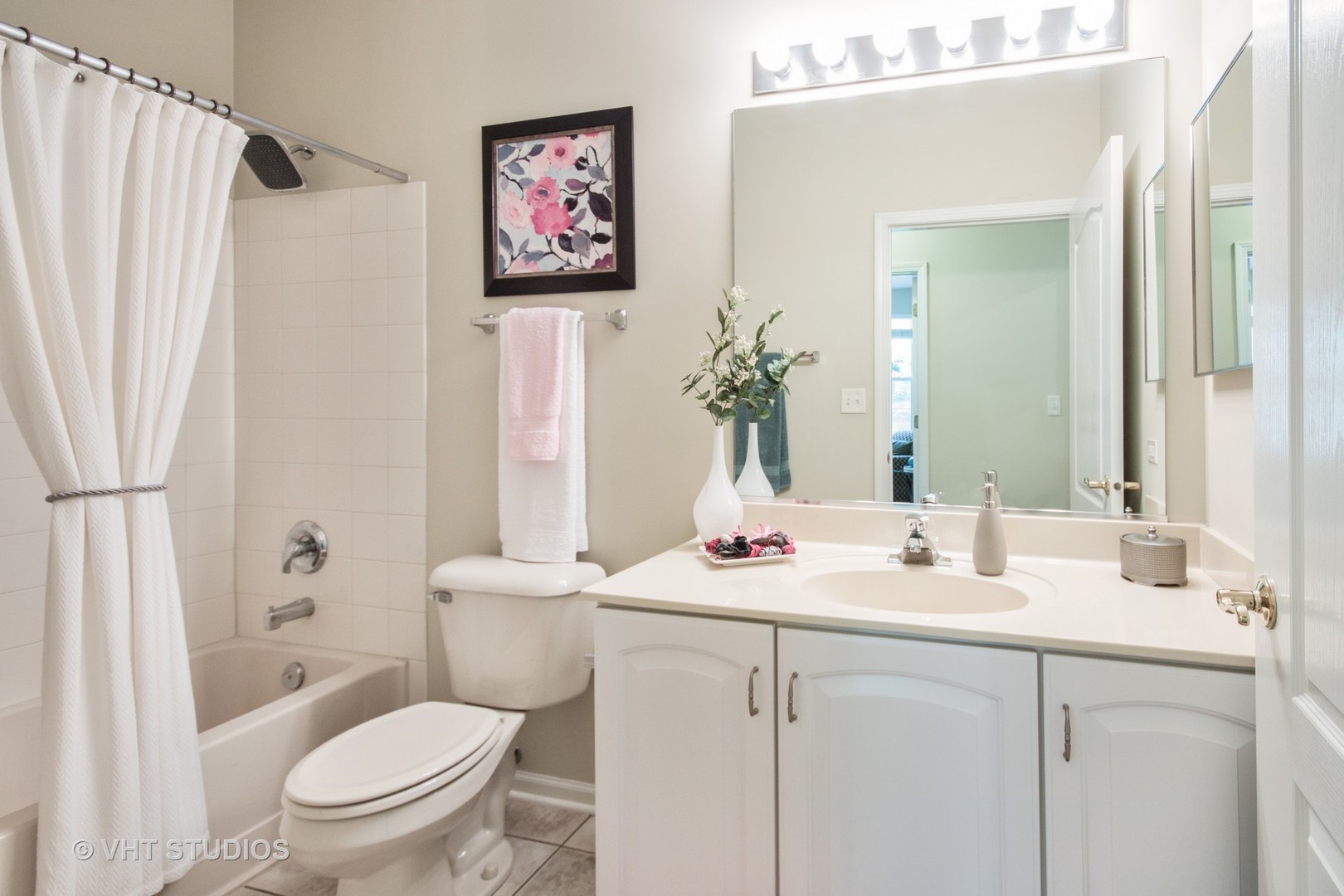 2460 Oneida Lane, Unit 2460 Naperville, IL 60563 - Photo 10 of 16 a bathroom with a sink a toilet and shower curtain