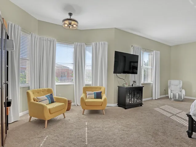 a view of a livingroom with wooden floor