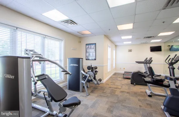 a view of a room with gym equipment