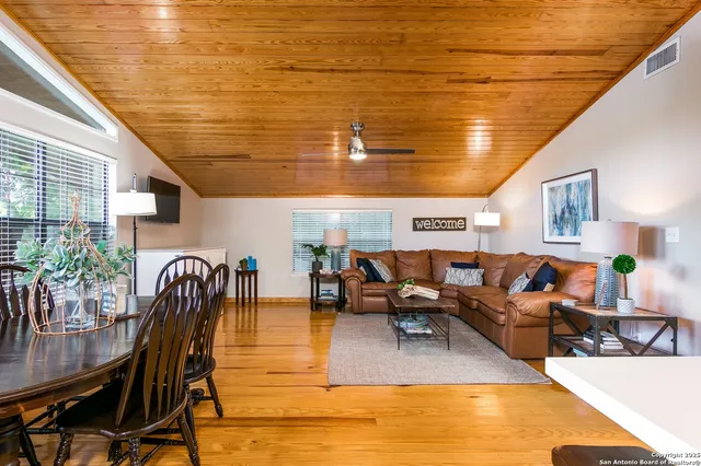 a living room with furniture