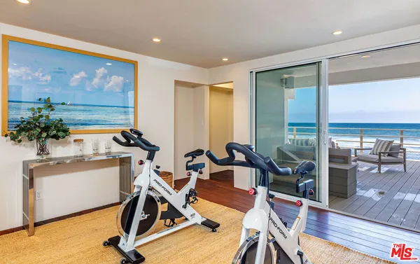 a view of a room with gym equipment