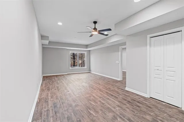 a view of a room with racks on the wall