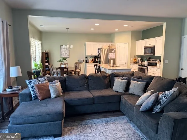 a living room with furniture