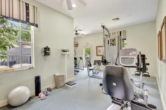 a view of a room with gym equipment