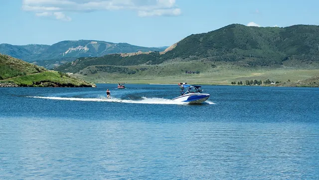 a view of lake with mountain