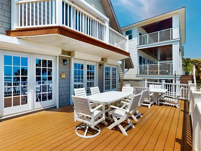 a view of roof deck with seating space