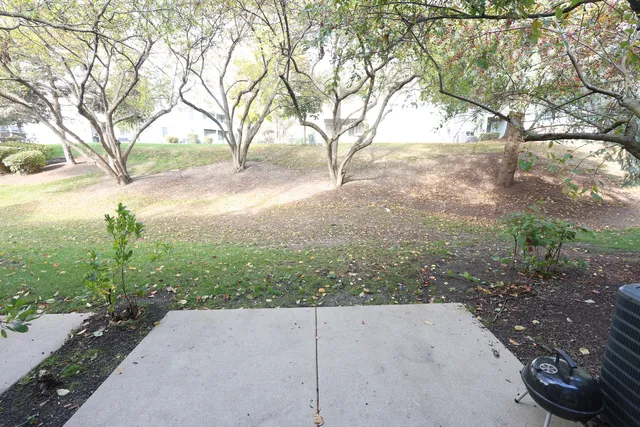 a view of backyard of house with green space