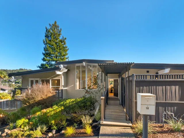 front view of a house with a garden