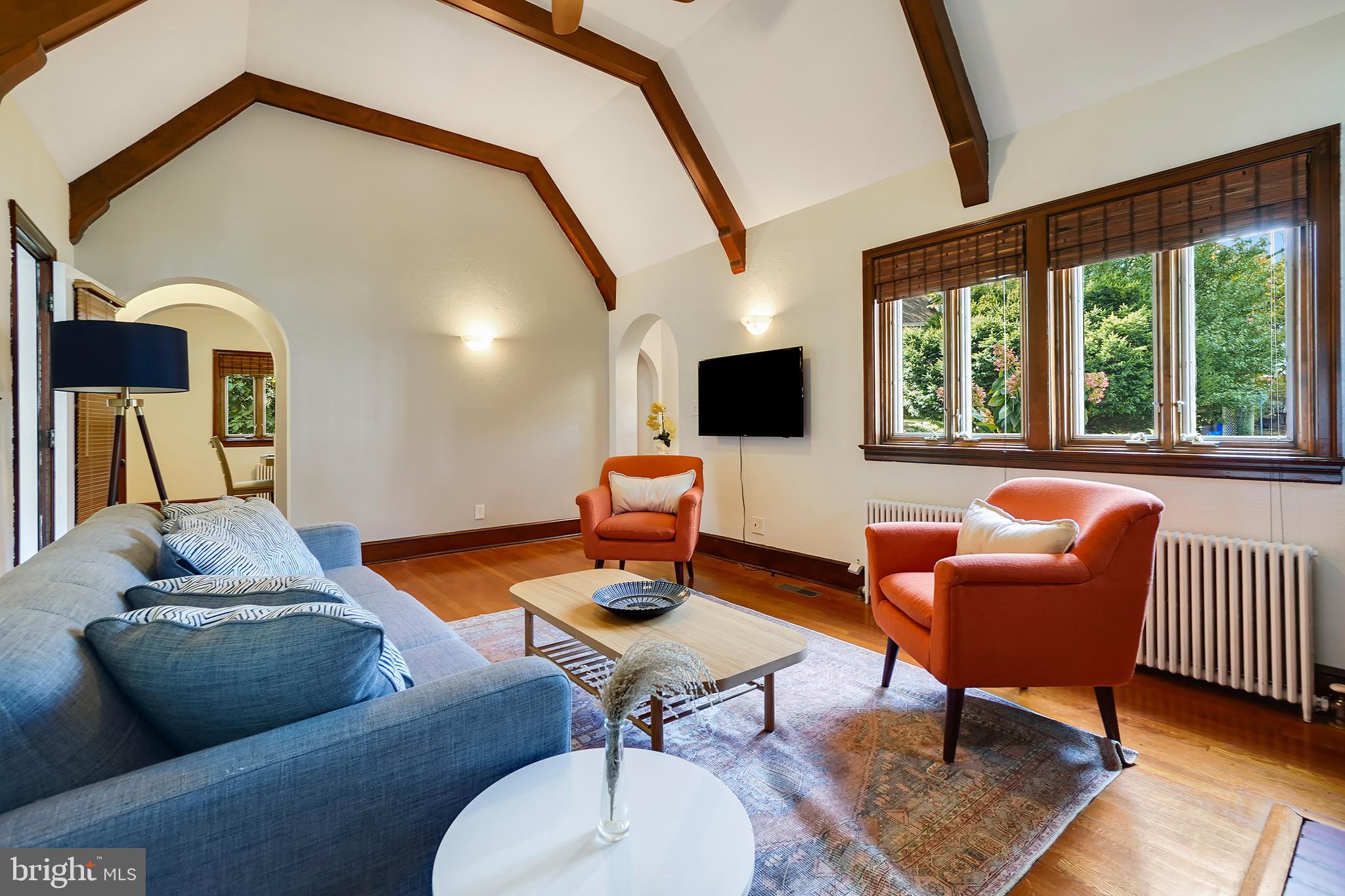 5 Wessex Road Silver Spring, MD 20910 - Photo 7 of 35 Living Room with Vaulted Beamed Ceilings