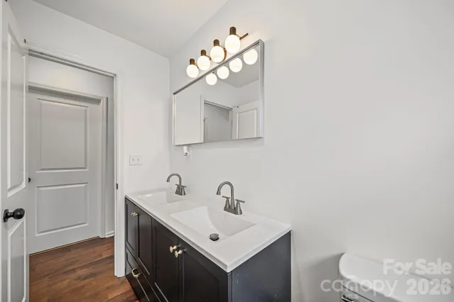a bathroom with a toilet a sink and mirror