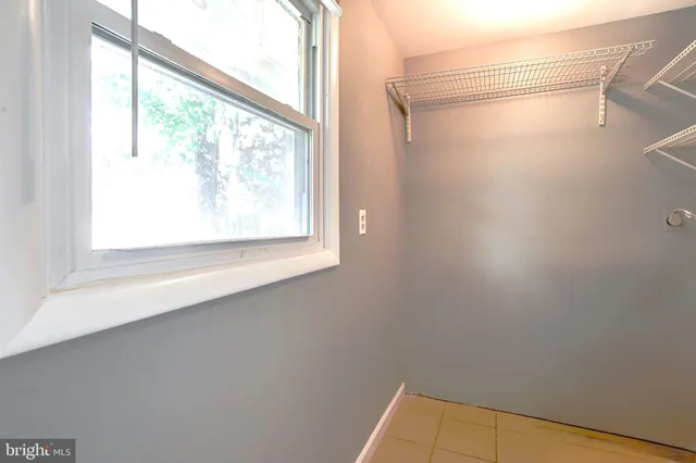 a view of a small space with a window