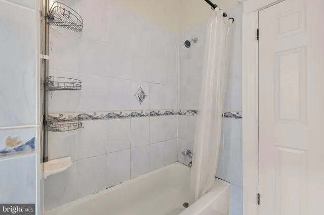 a bathroom with a bathtub