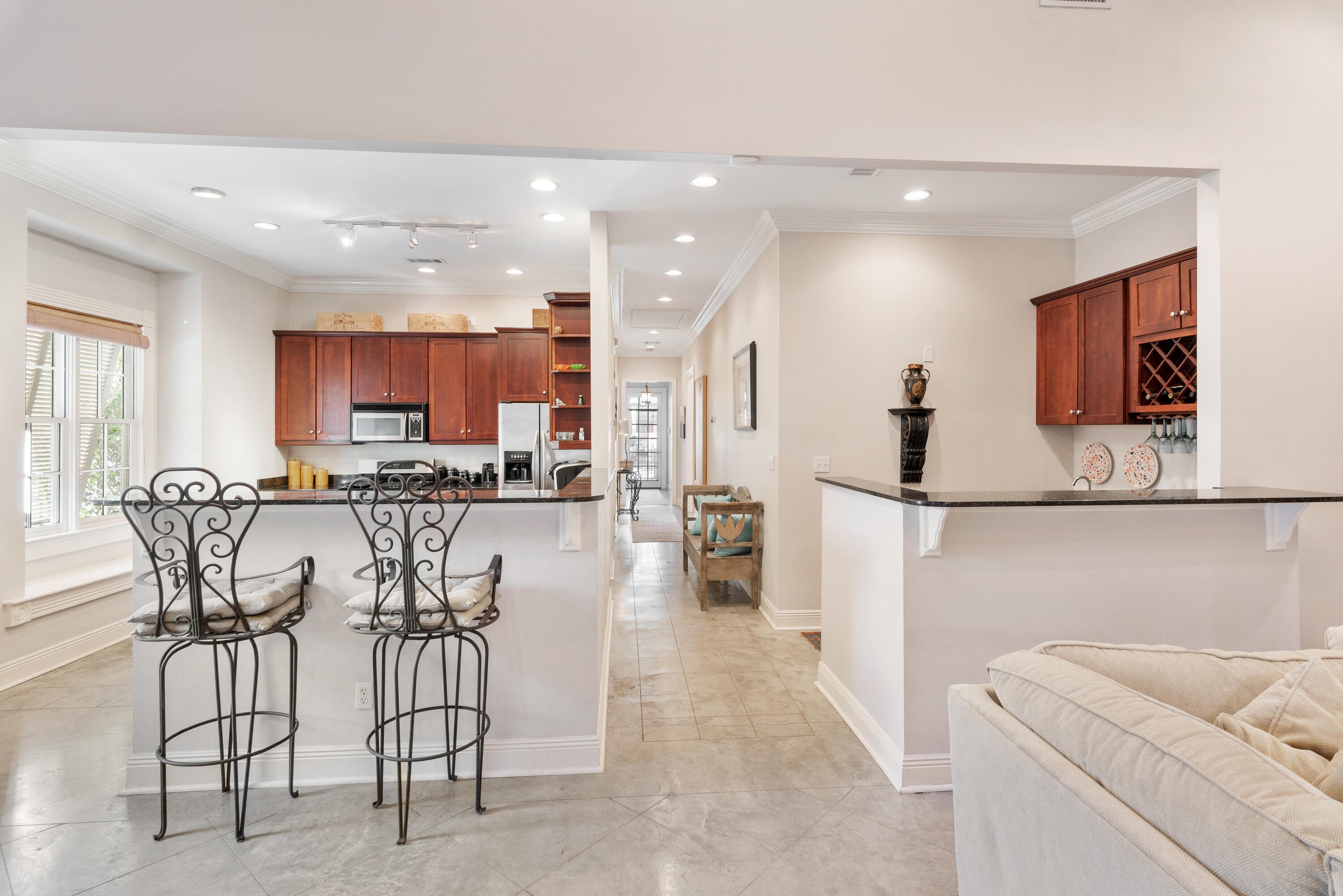 51 Rue Caribe Miramar Beach, FL 32550 - Photo 19 of 41 a view of kitchen with stainless steel appliances refrigerator stove microwave and cabinets