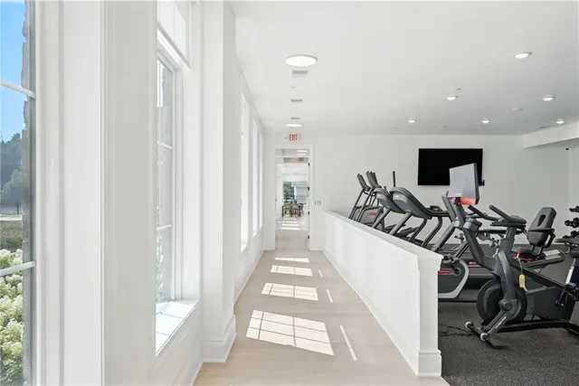 a view of a room with gym equipment