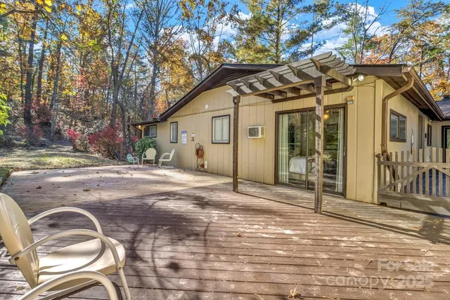 a view of a wooden bridge