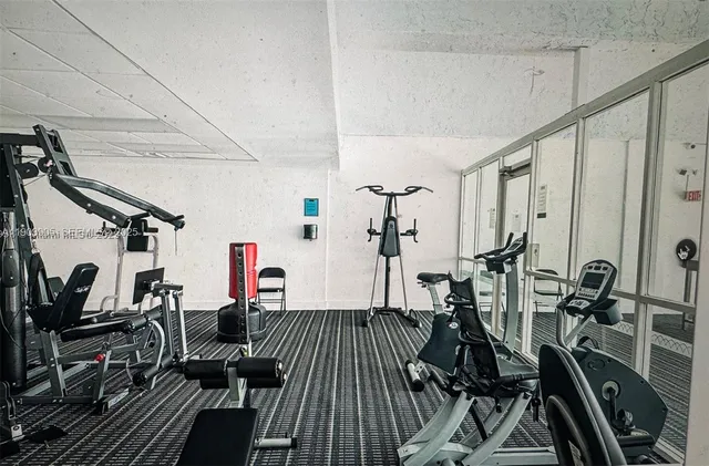 a view of a room with gym equipment