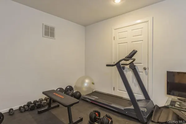 a room with gym equipment
