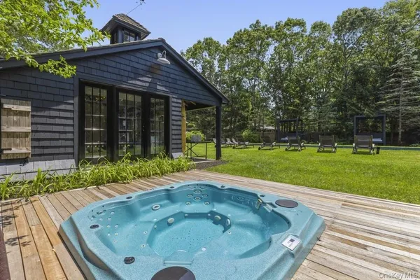 a view of swimming pool with garden