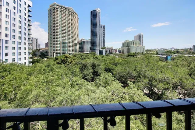 a view of a city from a balcony