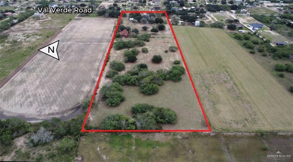 23725 North Val Verde Road Edinburg, TX 78542 - Photo 3 of 38 View of rural area with property boundaries highlighted and farmland