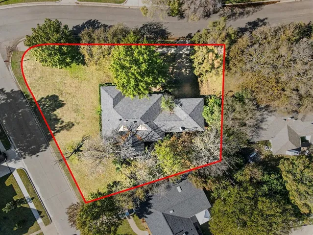 an aerial view of a house