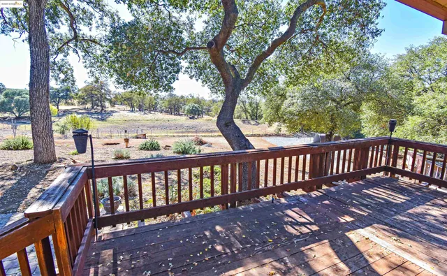 a view of a wooden roof deck