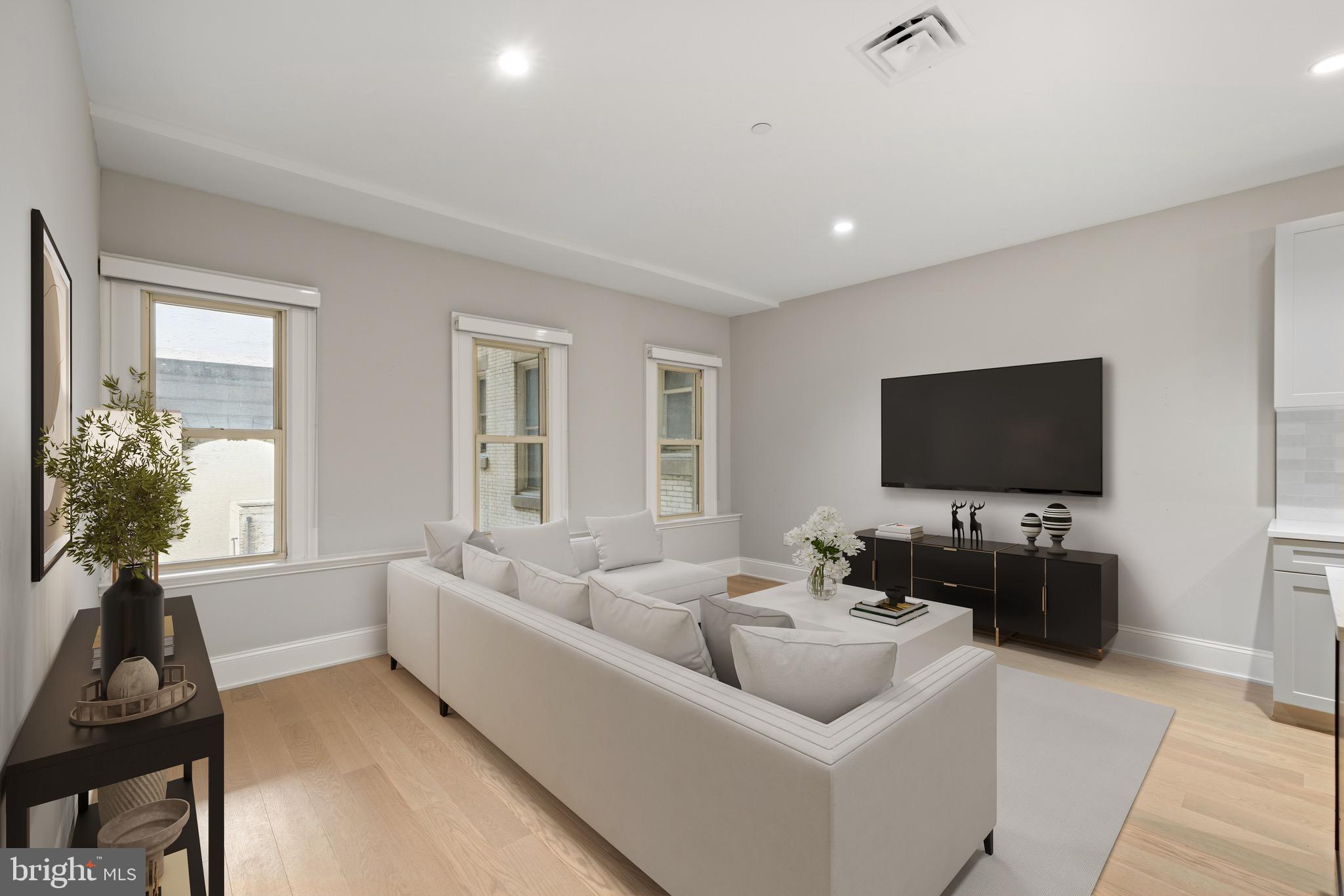 200 South Broad Street, Unit 206 Philadelphia, PA 19102 - Photo 6 of 55 a living room with furniture and a flat screen tv